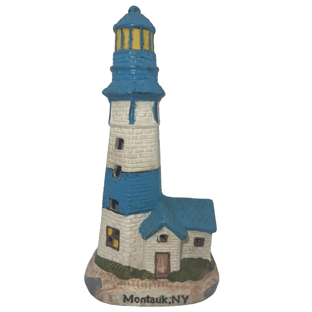 Ceramic‎ Montauk Lighthouse NY Figurine Hand Paint Markers Mark? 8"H?
